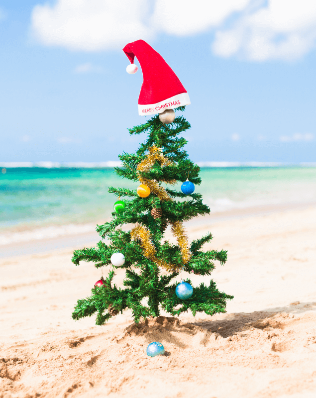 Kerstboom op het strand